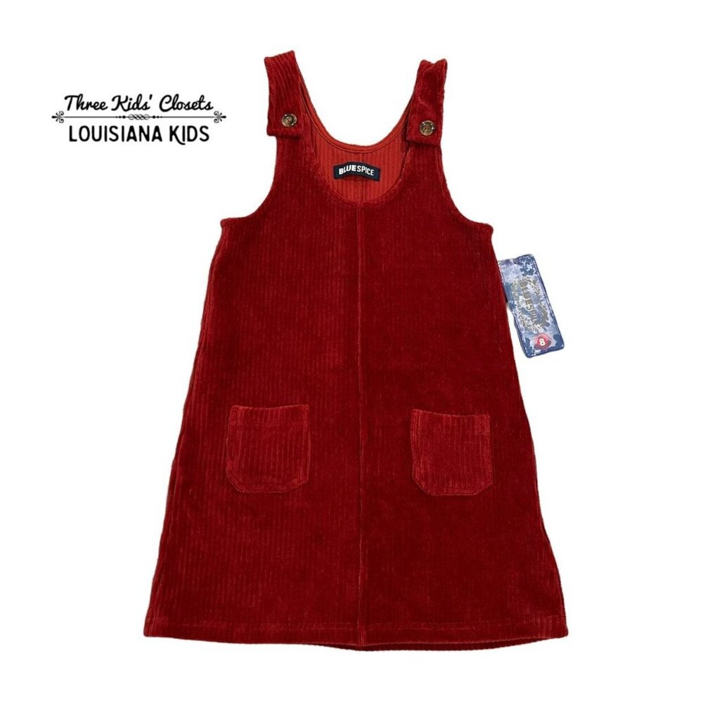 NEW Blue Spice Sz 8 Rust Red Overall Dress Jumper